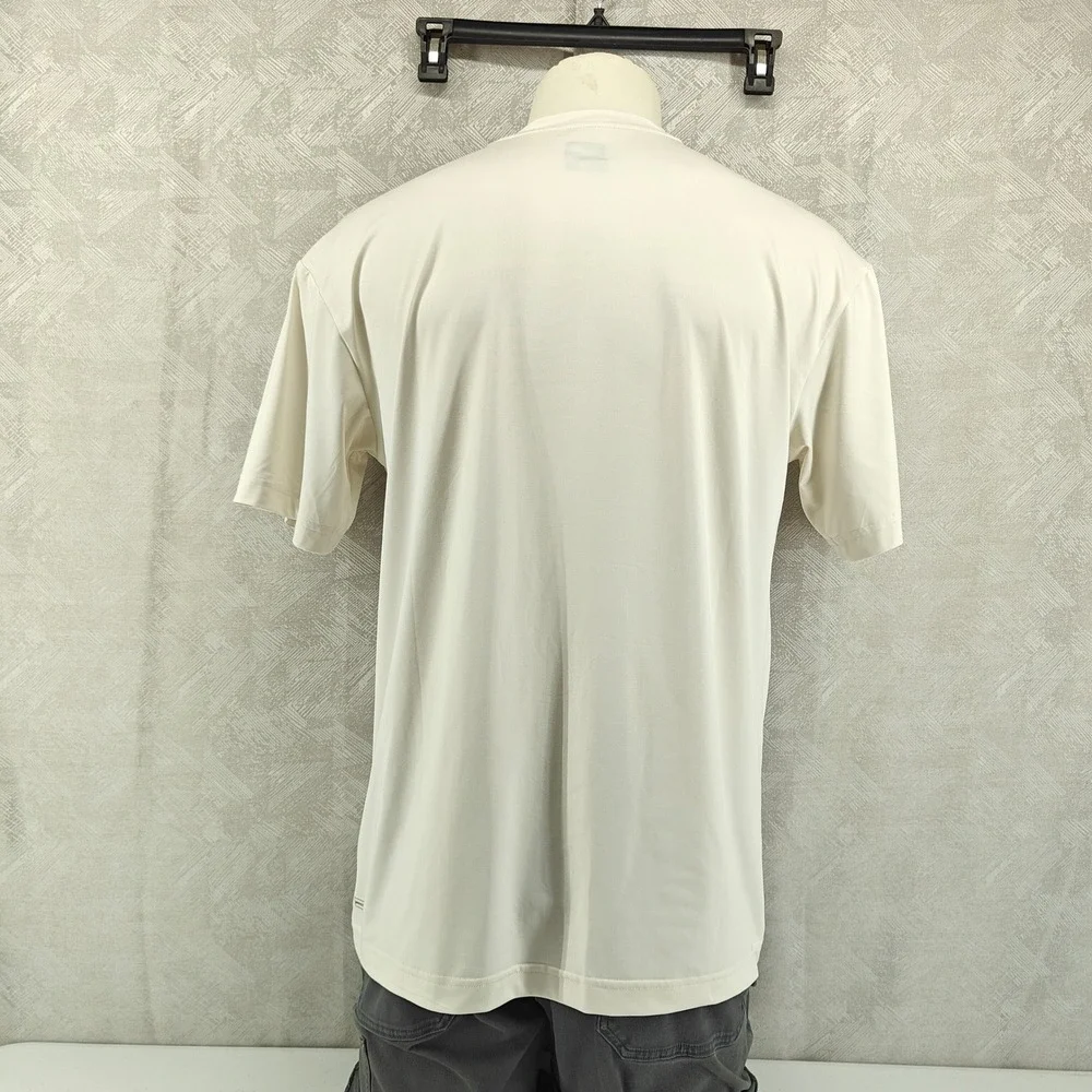 Quiksilver Rash Guard Men L Cream UPF 50+ Sun Protection Surf Swim Shirt Beach